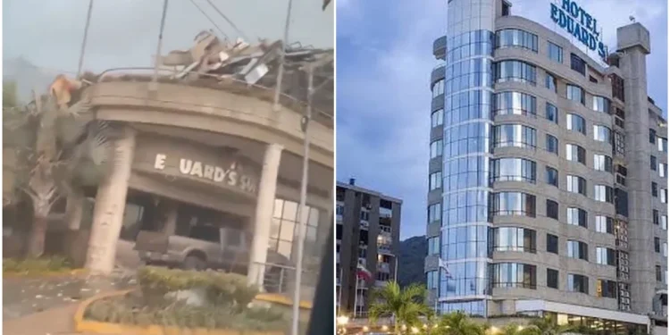 Hotel desaba após terremoto na Venezuela. Veja antes e depois. Vídeo