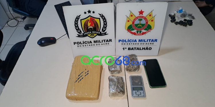 Operação da Força Tática resulta na prisão de distribuidor e apreensão de quase 1,5 kg de entorpecentes em Rio Branco