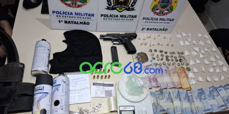 Operação conjunta das Forças Táticas resulta na prisão de dois suspeitos, apreensão de pistola israelense e drogas em Rio Branco Operação conjunta das Forças Táticas resulta na prisão de dois suspeitos, apreensão de pistola israelense e drogas em Rio Branco