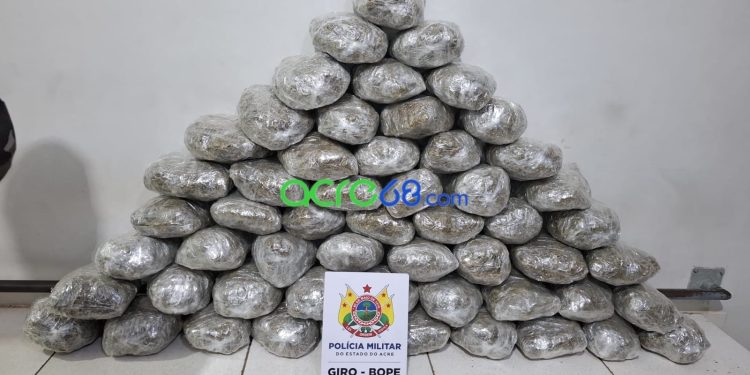 Operação do BOPE resulta na prisão de suspeito e na apreensão de mais de 55 kg de skank em Rio Branco