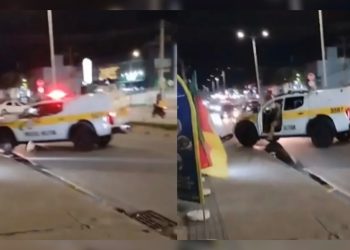 Viatura da PM atropela motociclista durante festa pró-Lula. Vídeo
