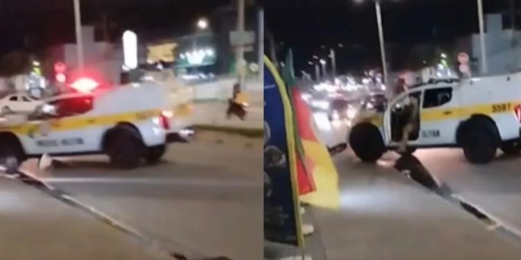 Viatura da PM atropela motociclista durante festa pró-Lula. Vídeo Viatura da PM atropela motociclista durante festa pró-Lula. Vídeo